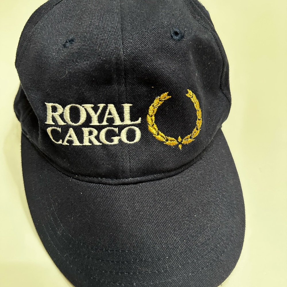 Royal Cargo Navy Blue Cap with White Letters and a Gold Logo